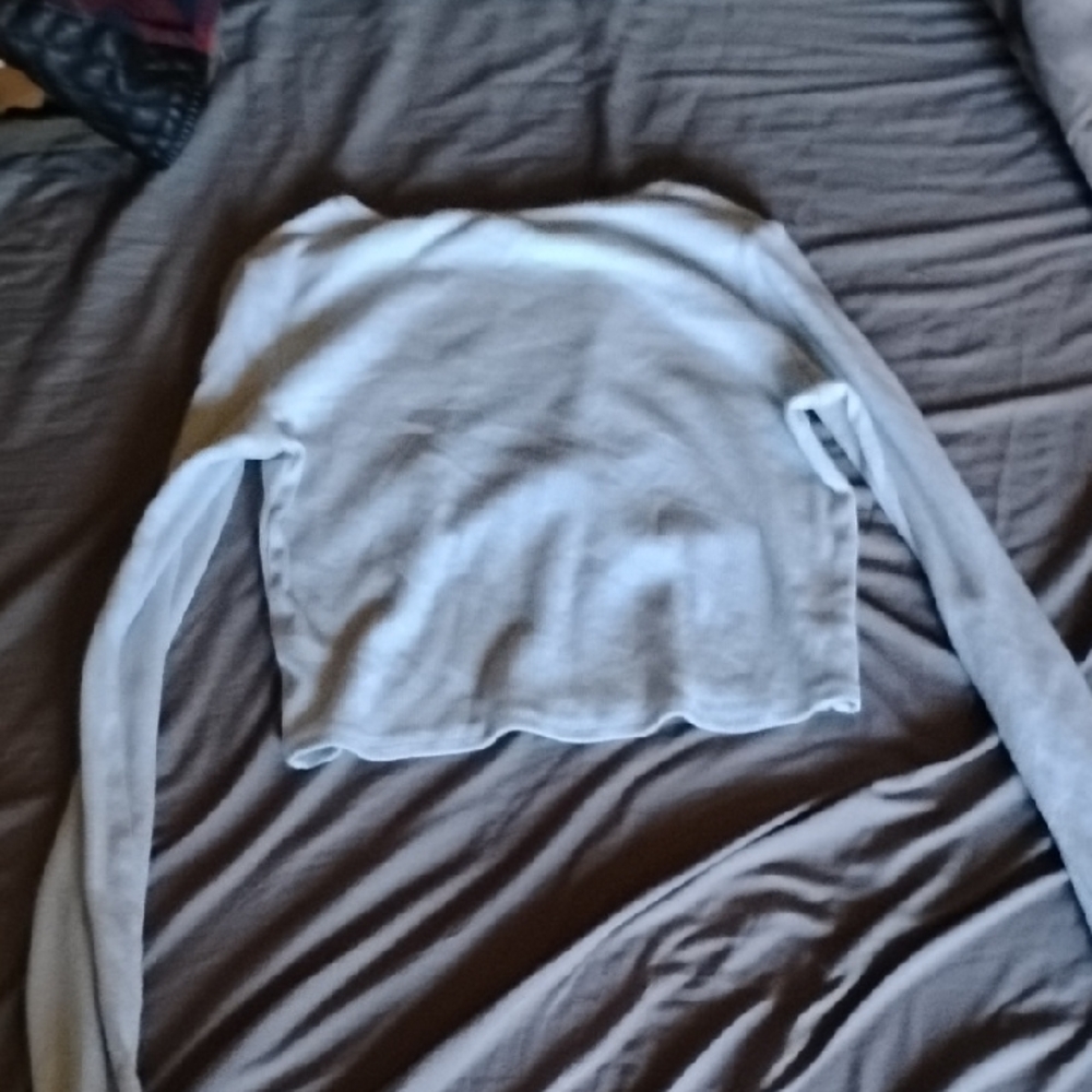 Asics Gray Ribbed Long Sleeve Top
